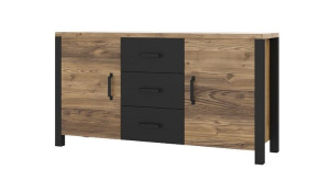 Komoda 147cm Appenzeller Fichte / Czarny OLIN 26