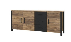 Komoda 192cm Appenzeller Fichte / Czarny OLIN 47