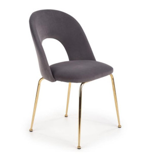 Eleganckie szare krzesło velvet + złoto do jadalni
