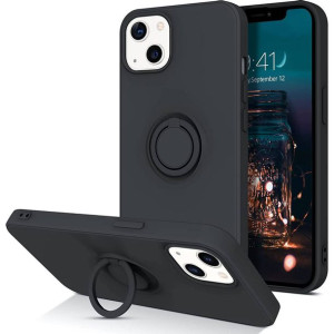 Etui IPHONE 13 Silikonowe Ring Pierścień Magnetyczny Silicone Ring czarne