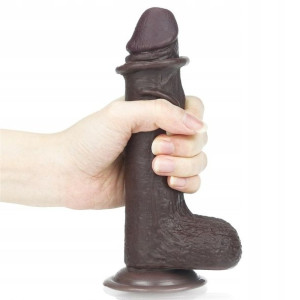 Czarne Dildo z Przyssawką i Jądrami Premium 19cm