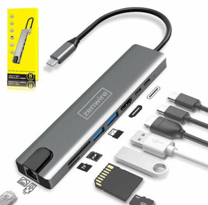ADAPTER HUB 9w1 USB-C HDMI RJ45 Ethernet SD do Macbook Air Pro M1 Zenwire