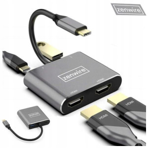 ADAPTER HUB Przejściówka USB-C 4W1 2x HDMI 4K USB Zenwire
