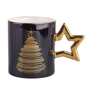Golden Christmas Kubek Prosty Nbc 350 Ml Zł. Ucho W Kszt. Gwiazdki Czarny G