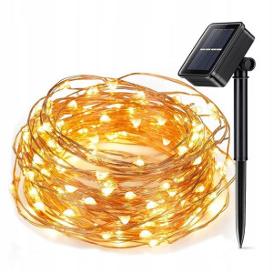 Solarne micro ledy 100 lampek 12 m BIAŁE CIEPŁE