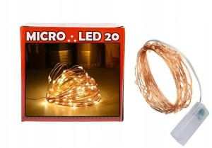Lampki Micro Druciki 20 Led Na Baterie - Ciepłe
