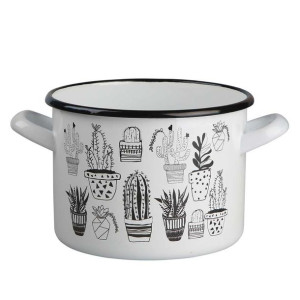 Garnek emaliowany Silesia Rybnik Cactus White 5,8 l