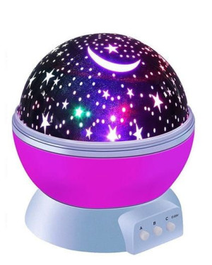 Lampka Nocna Projektor Gwiazd Obrotowa Różowa