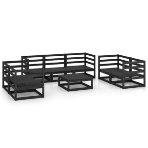 8-cz. zestaw mebli wypoczynkowych do ogrodu, czarny, sosnowy
