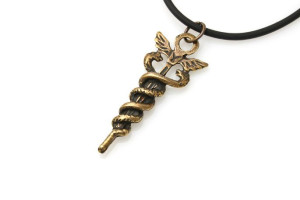 WISIOREK NASZYJNIK KADUCEUSZ amulet sukcesu