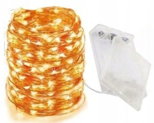 Lampki Druciki 50 Led Mikro Na Baterie B. Ciepłe