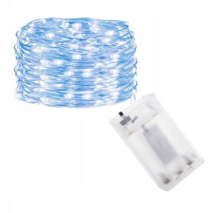 LAMPKI DRUCIKI 50 LED MIKRO NA BATERIE białe zimne