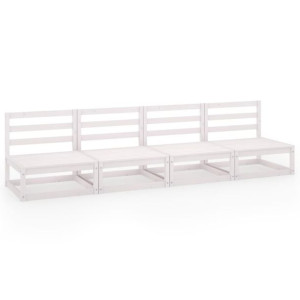 4-osobowa sofa ogrodowa, biała, lite drewno sosnowe