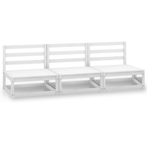 3-osobowa sofa ogrodowa, biała, lite drewno sosnowe