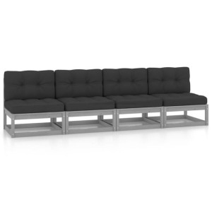 4-osobowa sofa z poduszkami, lite drewno sosnowe