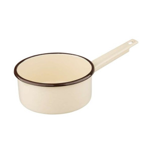 Rondel Emaliowany Z Trzonkiem 1,5l Śr.16cm Wys.8cm Krem