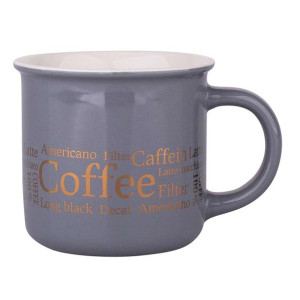 Kubek porcelanowy szary 300 ml, dekoracja Coffee