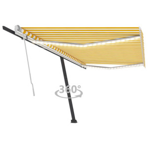 Ręcznie zwijana markiza z LED, 500x350 cm, żółto-biała