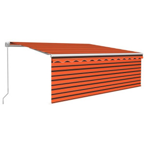 Ręcznie zwijana markiza z zasłoną, 4x3 m, pomarańczowo-brązowa