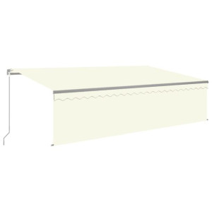 Ręcznie zwijana markiza z zasłoną i LED, 5x3 m, kremowa
