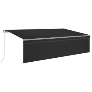 Ręcznie zwijana markiza z zasłoną, 5x3 m, antracytowa