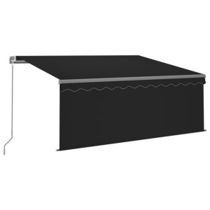 Ręcznie zwijana markiza z zasłoną i LED, 3x2,5 m, antracytowa