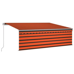 Ręcznie zwijana markiza z z zasłoną, 4,5x3 m, pomarańcz-brąz