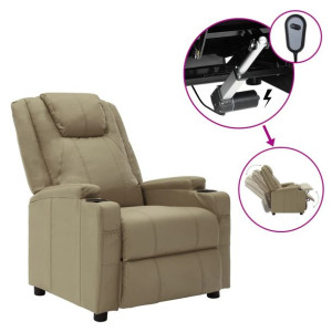 Elektryczny fotel rozkładany, cappuccino, sztuczna skóra