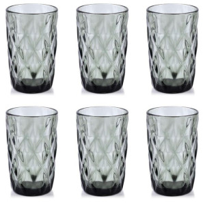 Komplet 6 szarych szklanek 300ml