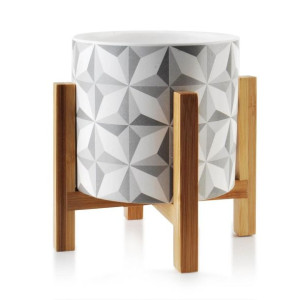 Doniczka Ava Triangles White and Grey