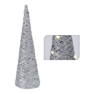 Choinka stożek srebrny 30 led 60 cm