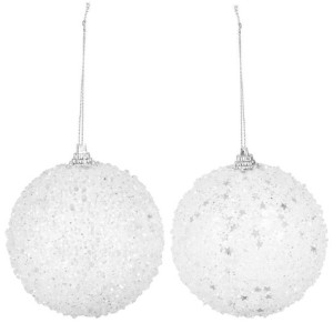 Bombki choinkowe Glamour białe 12 szt