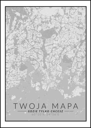 Mapa Twojego miasta czarno biała - plakat 29,7x42 cm