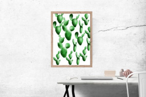 Kaktusy wzór - plakat 42x59,4 cm