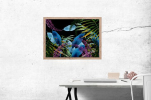 Niebieskie kwiaty - plakat 80x60 cm