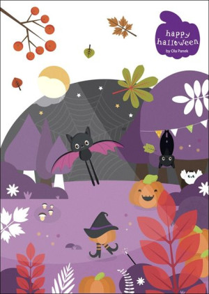 Zaczarowany las halloween dynie - plakat 42x59,4 cm