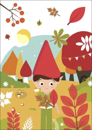 Zaczarowany las jesień krasnoludek - plakat 30x40 cm