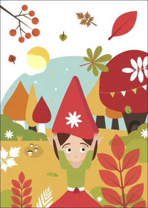 Zaczarowany las jesień krasnoludka - plakat 70x100 cm