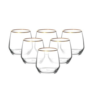 Komplet 6  szklanek do wody / do napojów / do drinków Rubin Gold 370 ml