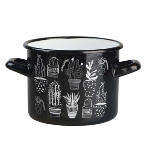 Garnek emaliowany Silesia Rybnik Cactus Black 5,8 l