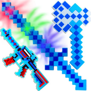 MINECRAFT Zestaw Diamentowy na Baterie Karabin Miecz Siekiera