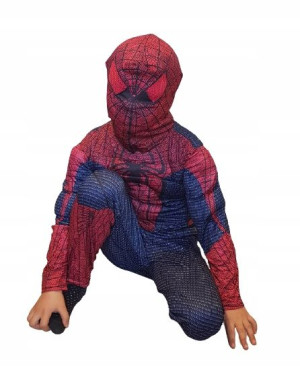 Spiderman Strój Mięśnie Maska Przebranie S 116/122