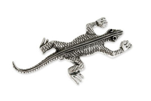 Unikalna Metalowa Broszka Z Jaszczurką