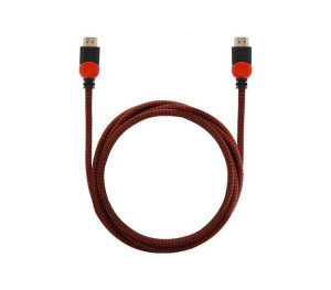 Kabel HDMI-HDMI v2.0, OFC, miedź, 3D, gamingowy, PC, czerwono-czarny, oplot