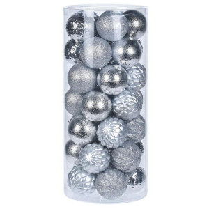 Bombki choinkowe Diamond srebrne 35 szt