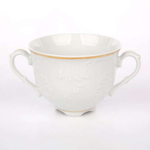 Bulionówka porcelanowa Ćmielów Rococo 3604 biała 330 ml