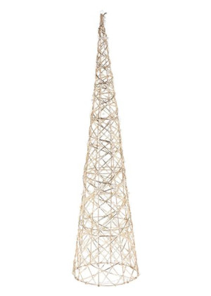 Choinka led stożek złoty z perłami 60 cm