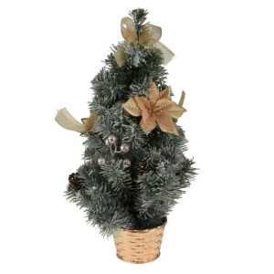 Choinka sztuczna w złotej donicy 40 cm