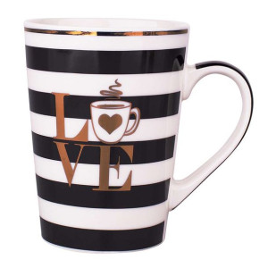 Kubek do kawy i herbaty porcelanowy wysoki 450 ml, dekoracja Modern Coffee