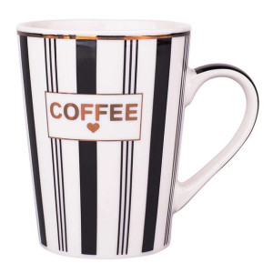 Kubek do kawy i herbaty porcelanowy wysoki 450 ml, dekoracja Modern Coffee